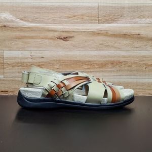 Dr. Max Woven Tan Brown Leather Sandals Women's Size 7W